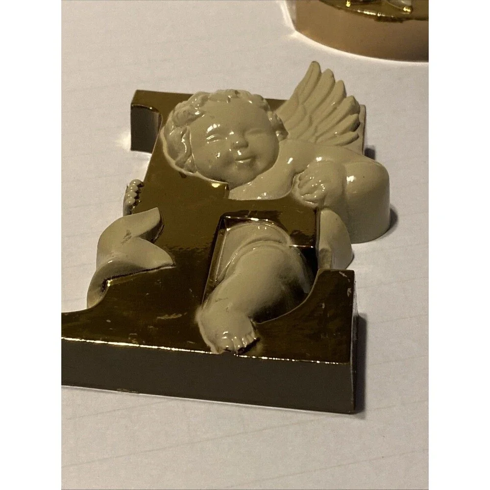 Vintage Christmas NOEL Letters w Cherubs Angels Wall Shelf Burwood Prod Holiday